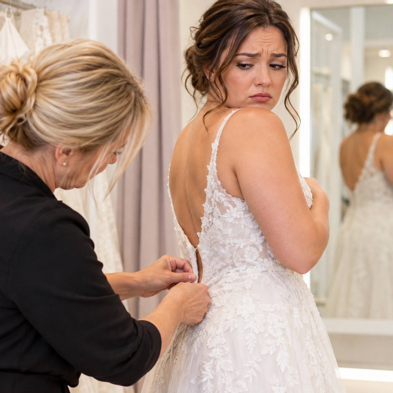 Bride at a dress fitting
