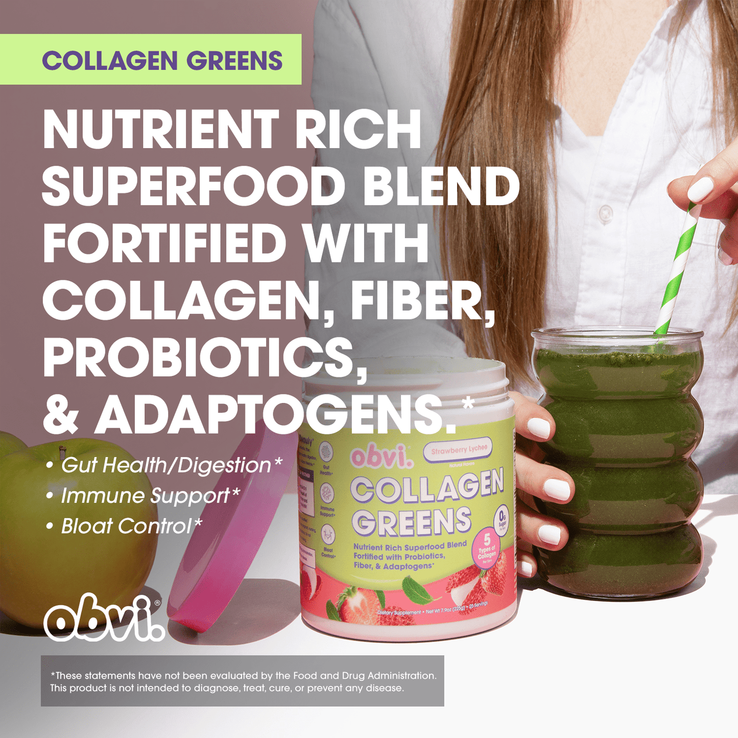 Collagen® Greens | Strawberry Lychee